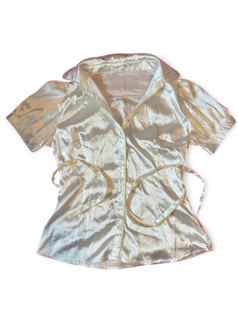 🤍 Y2K Satin Lace-Up Waist Top 🤍